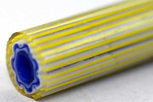 Five layer floral chevron cane with yellow stripes from the Conterie factory (Murano)