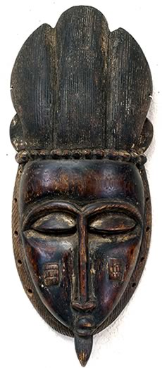 Pair of Baule Masks (male and female, Ivory Coast