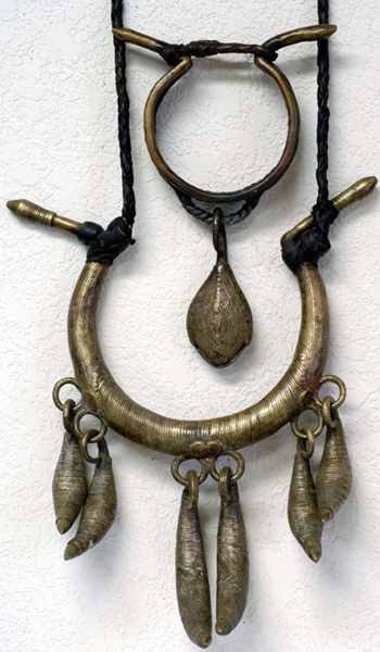 Yoruba bronze necklace and bracelet currency, Nigeria